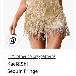Kaei & Shi Gold Sequin Fringe Dress short pantsuit